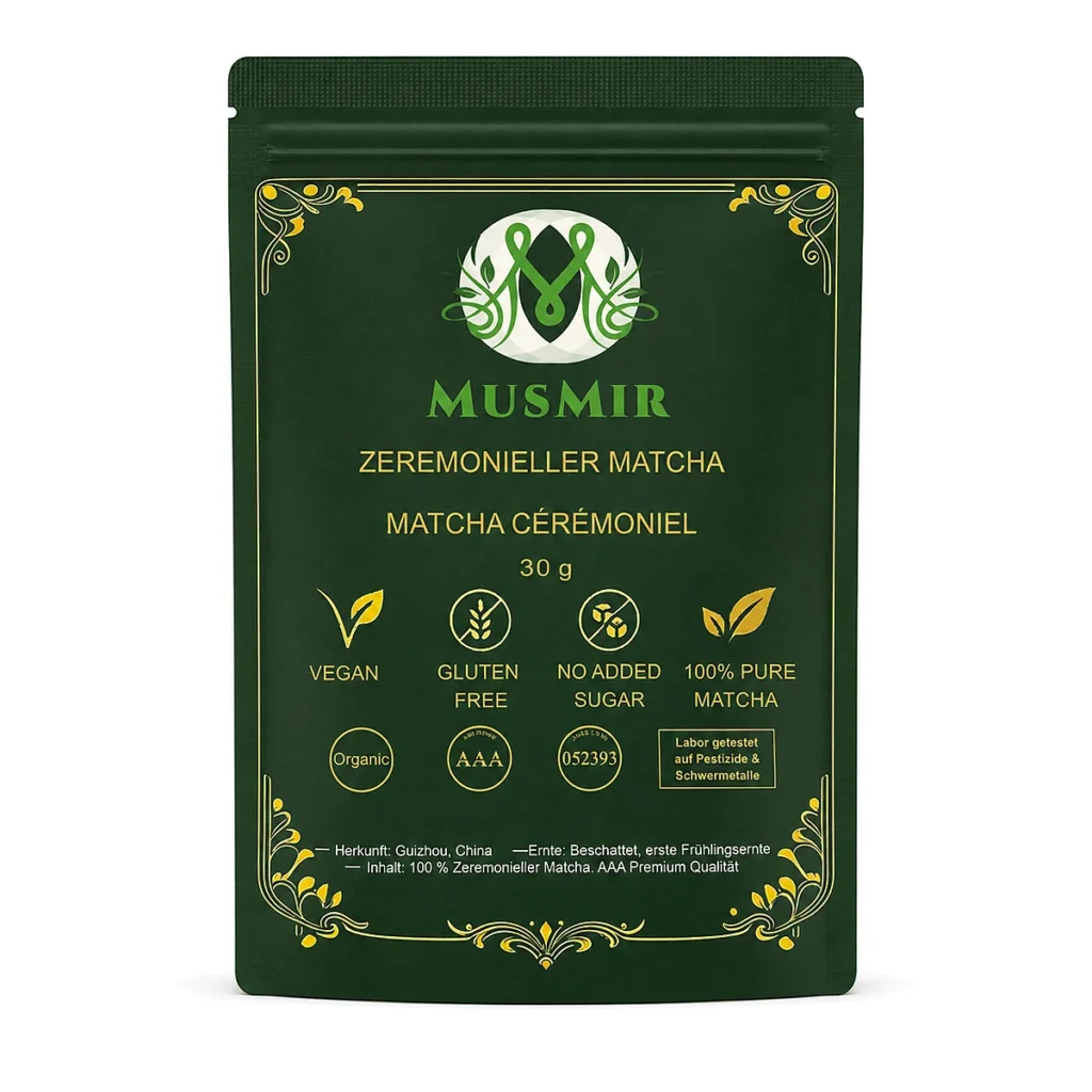 MusMir Premium Matcha Verpackung – Vorderseite